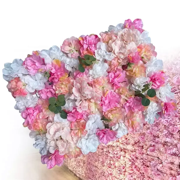 CNCEST 6 stuks plantenbloemmuur roze paars dahlia + hortensia + doe-het-zelf bruiloftswegachtergrond