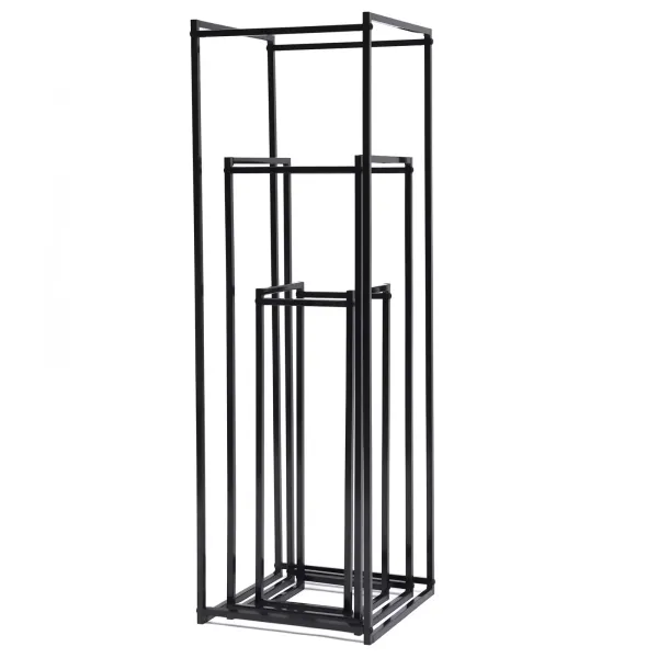 Set van 3 vierkante metalen bloemenstandaards, bruiloftsdecoratie, matzwart
