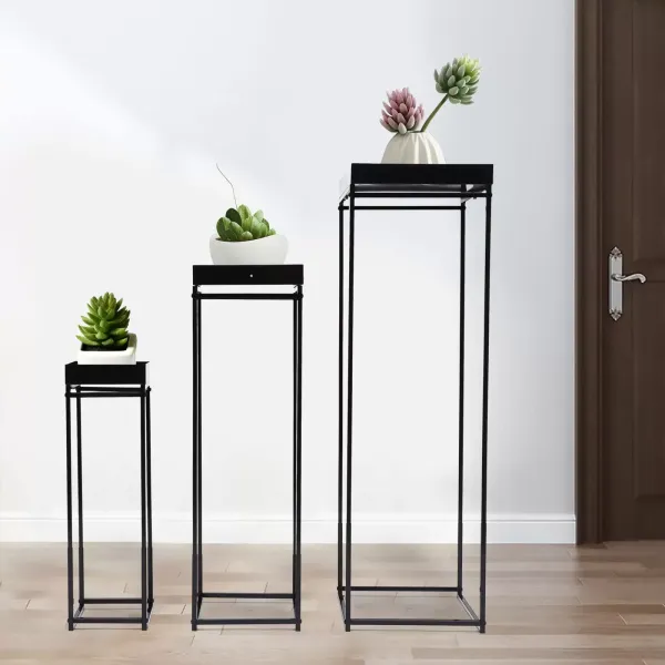 Set van 3 vierkante metalen bloemenstandaards, bruiloftsdecoratie, matzwart