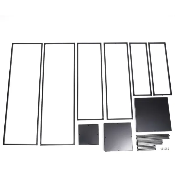 Set van 3 vierkante metalen bloemenstandaards, bruiloftsdecoratie, matzwart