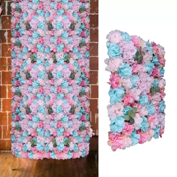 12Hortensia en roos kunstbloem wandpaneel, nep kunstbloem wandpanelen