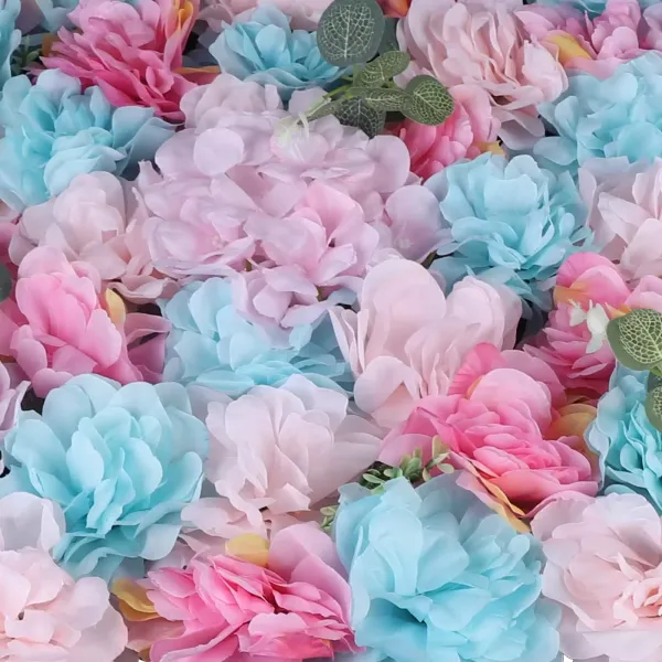 12Hortensia en roos kunstbloem wandpaneel, nep kunstbloem wandpanelen