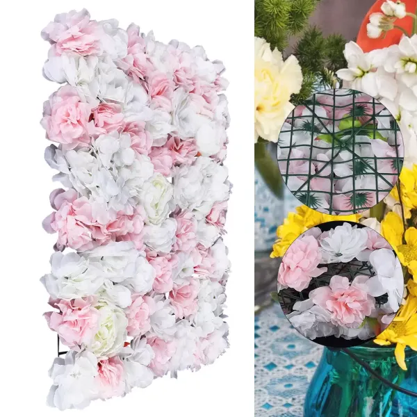 12 stuks kunstmatige rozenbloempanelen hangende muurdecoratie voor feest bruiloft muurachtergrond (wit en roze)