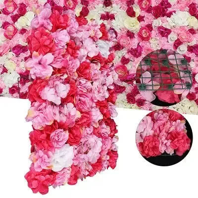 Set van 12 bloemenwanden - trouwwanddecoratie - 40 x 60 cm - zijden rozen