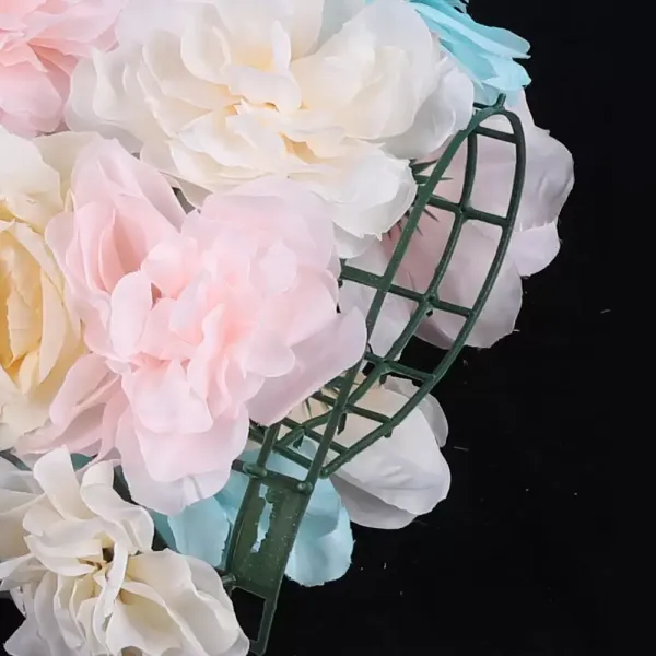 12 stuks nep-muurzijden bloemen, kunstbloemen, wanddecoratie, blauw en roze