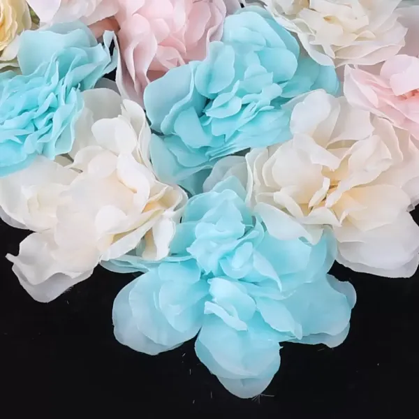 12 stuks nep-muurzijden bloemen, kunstbloemen, wanddecoratie, blauw en roze