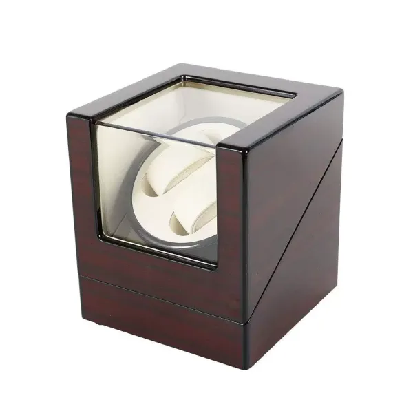 CNCEST 2 Horloges Automatische watchwinder met stille beweging en batterij voor houten automatische horloges