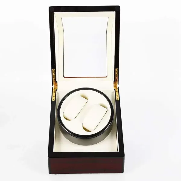 CNCEST 2 Horloges Automatische watchwinder met stille beweging en batterij voor houten automatische horloges