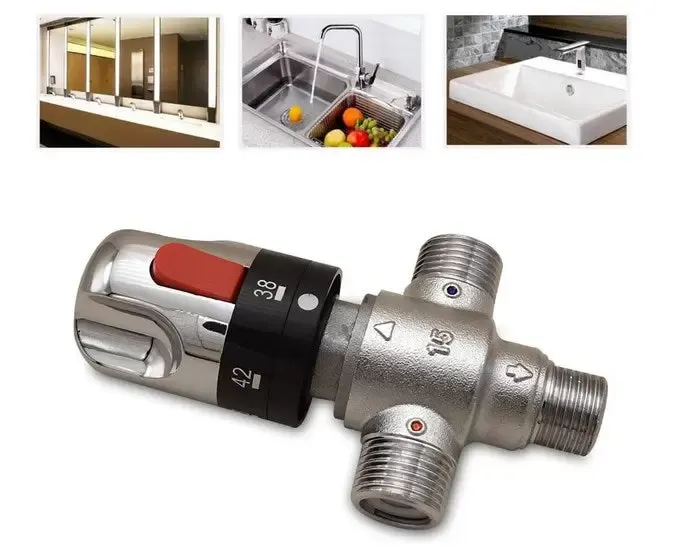 G1/2 3-weg thermostatische mengkraan voor douchesysteem watertemperatuurregeling slangbak G1/2 3-weg thermostatische mengkraan voor douchesysteem watertemperatuurregeling slangbak