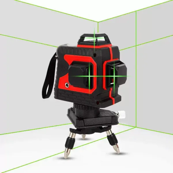 3D zelfnivellerende waterpas 12 lijnen 360° (rood lichtgroen uiterlijk)