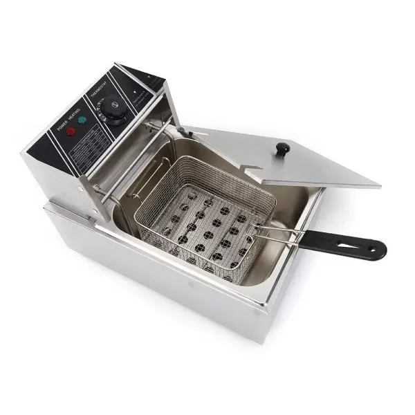 Elektrische friteuses 2500 W in roestvrij staal 6 l voor horeca, restaurants, supermarkten, snackbars en thuis