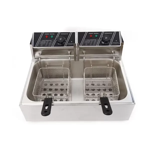 Friteuses 12 L 2500 W voor friet kip restaurant thuis keuken koken dubbele roestvrijstalen friteuse