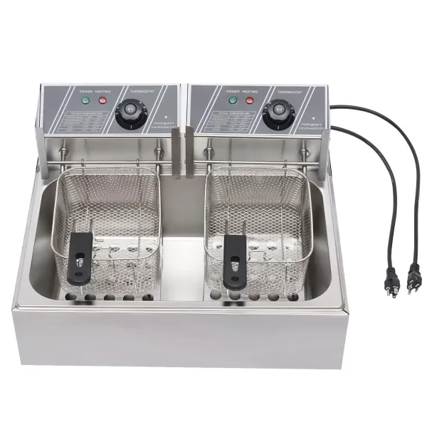 Friteuses 12 L 2500 W voor friet kip restaurant thuis keuken koken dubbele roestvrijstalen friteuse Friteuses 12 L 2500 W voor friet kip restaurant thuis keuken koken dubbele roestvrijstalen friteuse