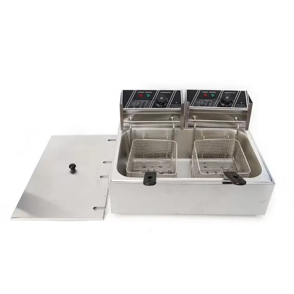 Friteuses 12 L 2500 W voor friet kip restaurant thuis keuken koken dubbele roestvrijstalen friteuse
