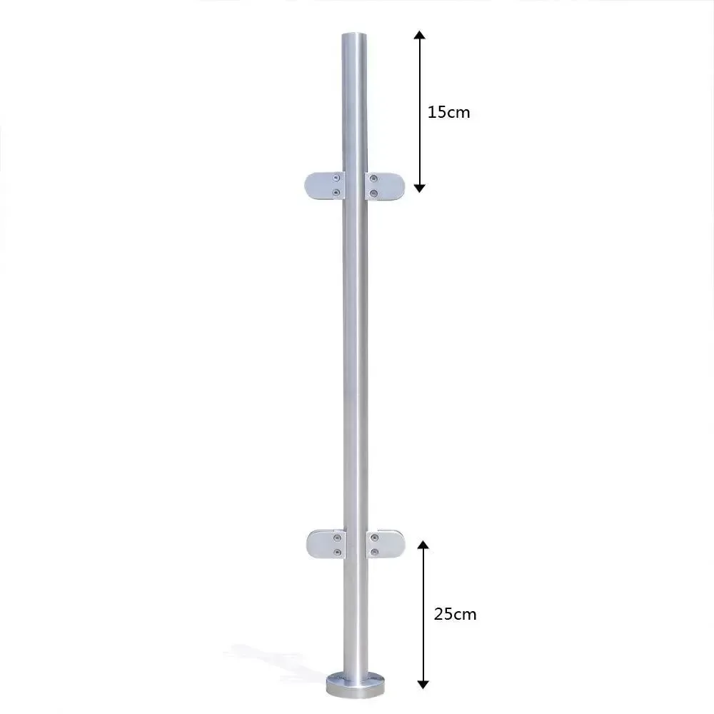 316 roestvrijstalen relingpaal 110 cm Premium hekwerk met glasklemmen toepasbaar 8-12 mm