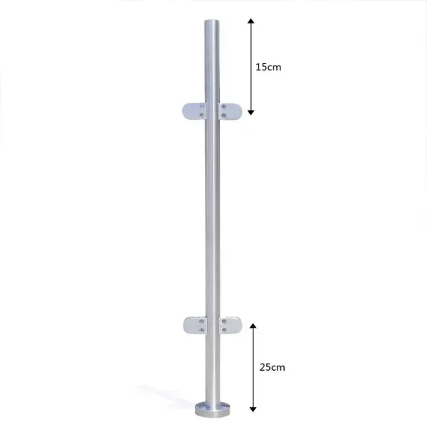 316 roestvrijstalen relingpaal 110 cm Premium hekwerk met glasklemmen toepasbaar 8-12 mm