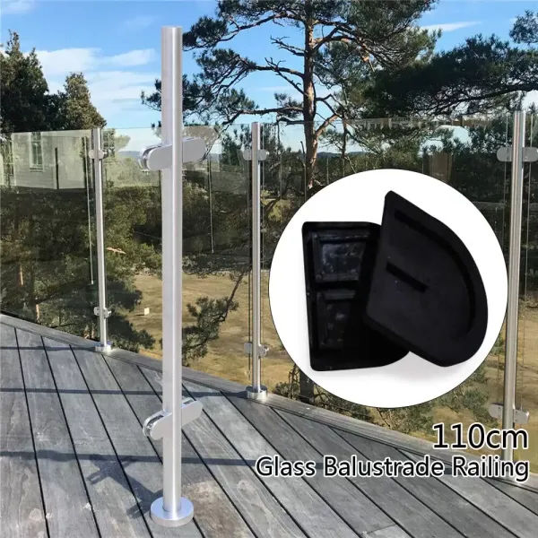 316 roestvrijstalen relingpaal 110 cm Premium hekwerk met glasklemmen toepasbaar 8-12 mm