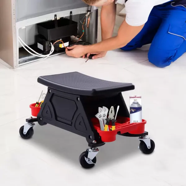 Winkelstoel, mechanische kruk met wielen, verrijdbare mobiele stoel of stoel met kruipversnelling, opbergbakken voor gereedschapsorganizer Winkelstoel, mechanische kruk met wielen, verrijdbare mobiele stoel of stoel met kruipversnelling, opbergbakken voor gereedschapsorganizer