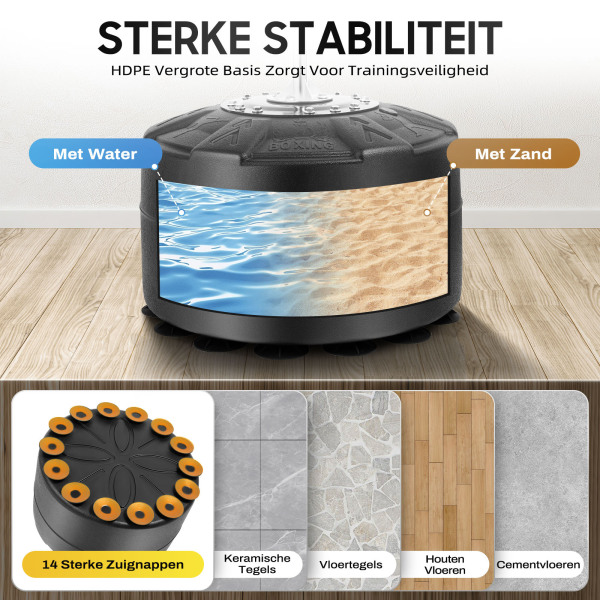 360° staande bokszak voor volwassenen - in hoogte verstelbaar - 4ft - 6ft - reflecterende staande bokszak