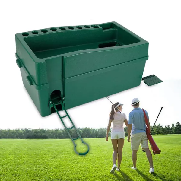 Automatische golfbaldispenser met grote capaciteit en golfclubhouder