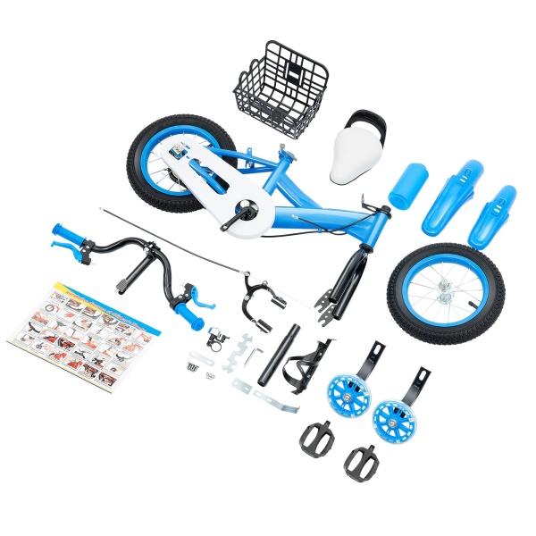 12 inch kinderfiets fiets van koolstofstaallegering met rem en zijwieltjes voor peuterjongen en meisje