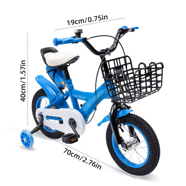 12 inch kinderfiets fiets van koolstofstaallegering met rem en zijwieltjes voor peuterjongen en meisje