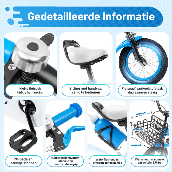 12 inch kinderfiets fiets van koolstofstaallegering met rem en zijwieltjes voor peuterjongen en meisje 12 inch kinderfiets fiets van koolstofstaallegering met rem en zijwieltjes voor peuterjongen en meisje