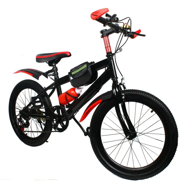 20 inch mountainbike koolstofstaal kindermountainbike dubbele schijf voor meisjes jongens rood
