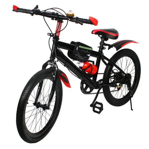 20 inch mountainbike koolstofstaal kindermountainbike dubbele schijf voor meisjes jongens rood