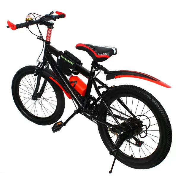 20 inch mountainbike koolstofstaal kindermountainbike dubbele schijf voor meisjes jongens rood