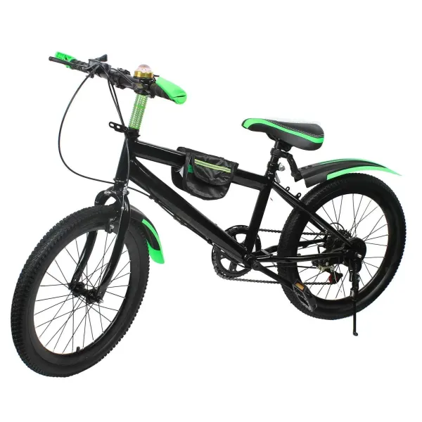 20 inch mountainbike voor meisjes en jongens, dubbel schijfremsysteem, koolstofstaal (groen)