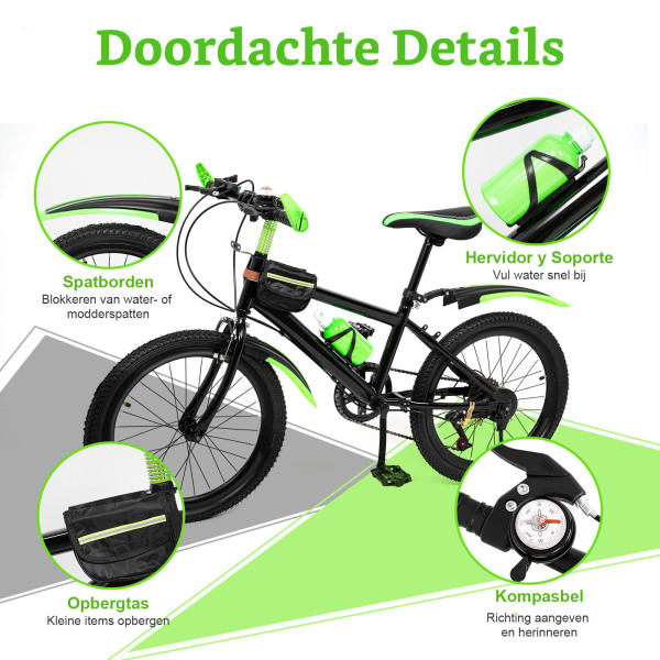 20 inch mountainbike voor meisjes en jongens, dubbel schijfremsysteem, koolstofstaal (groen) 20 inch mountainbike voor meisjes en jongens, dubbel schijfremsysteem, koolstofstaal (groen)