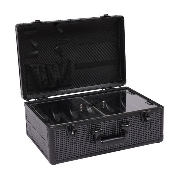 Aluminium make-upkoffer, gereedschapskoffer voor het opbergen van scharen, make-up en andere spullen, zwart Aluminium make-upkoffer, gereedschapskoffer voor het opbergen van scharen, make-up en andere spullen, zwart