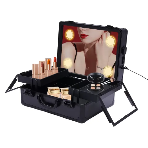 Make-up oefenset - make-upkoffer make-upset met lamp en spiegel