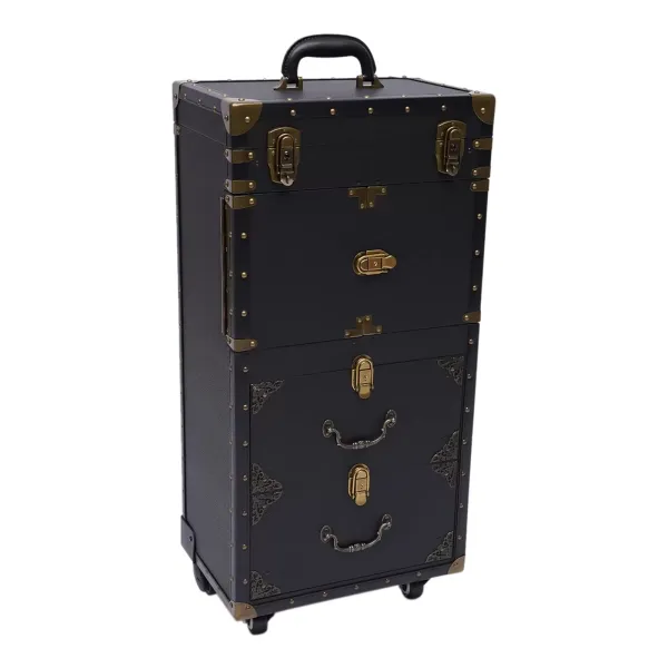 Rollende afsluitbare trein make-up koffer op wielen kapper stylist schoonheidssalon bagage reisorganisator Rollende afsluitbare trein make-up koffer op wielen kapper stylist schoonheidssalon bagage reisorganisator