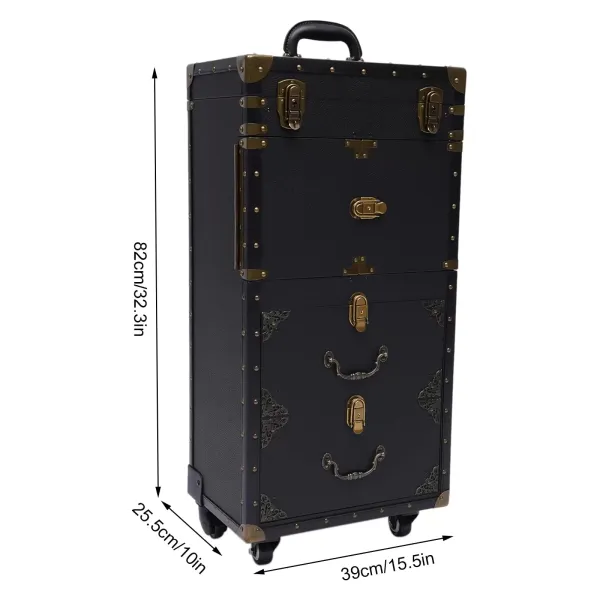 Rollende afsluitbare trein make-up koffer op wielen kapper stylist schoonheidssalon bagage reisorganisator