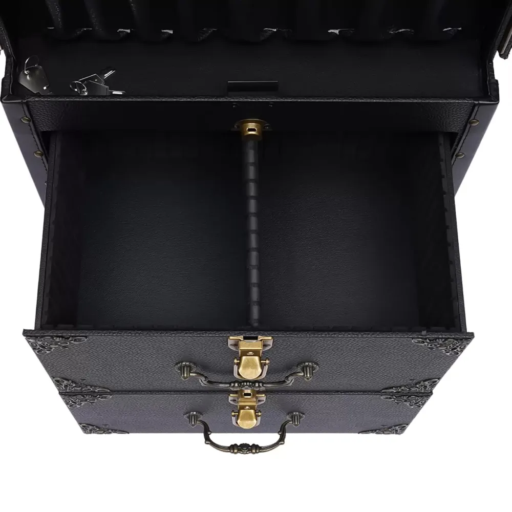 Rollende afsluitbare trein make-up koffer op wielen kapper stylist schoonheidssalon bagage reisorganisator