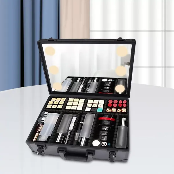 Make-up tas met spiegel en verlichting Make-up organizer - Make-up tas - Huidverzorgingsproducten - Opbergorganisator
