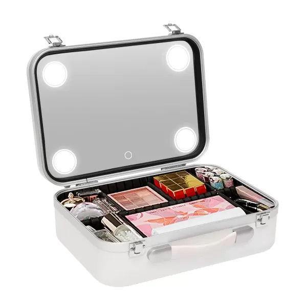 Make-up organizer met verlichting en spiegels, draagbare cosmetische doos, doordacht ontwerp, gemakkelijk te gebruiken