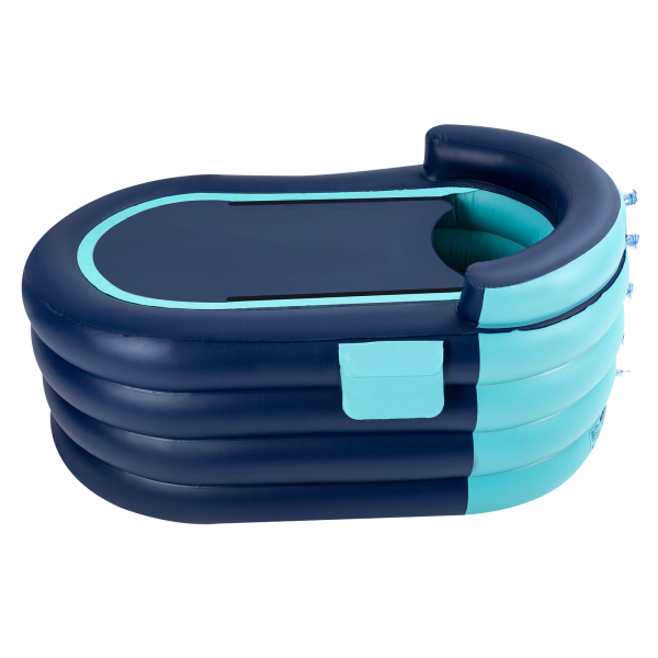 Opblaasbaar bad voor volwassenen met draadloze elektrische luchtpomp, geschikt voor warmwaterbad en ijsbad, blauw, gebruikt in een familiebadkamer bij het zwembad