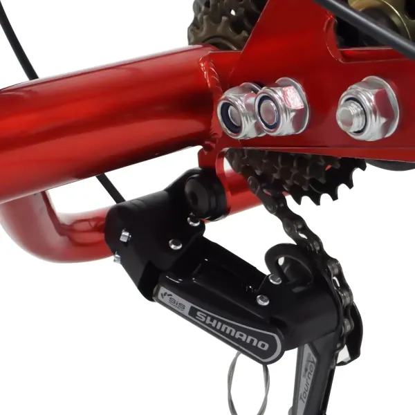 Vouwfiets 24 inch volwassen driewieler 3 wielen fiets met mand en rugleuning 7 versnellingen driewieler voor senioren (rood)