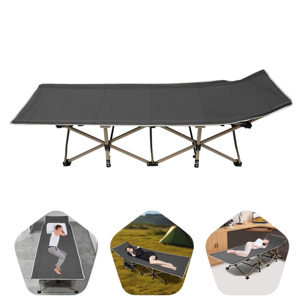Campingbedje - Reiswieg - Opvouwbaar kampeerbedje - voor kamperen wandelen - Lichtgewicht buitenslaapbedje - met opbergtas (grijs)