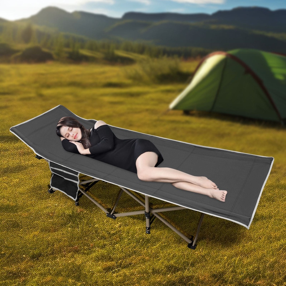 Campingbedje - Reiswieg - Opvouwbaar kampeerbedje - voor kamperen wandelen - Lichtgewicht buitenslaapbedje - met opbergtas (grijs)
