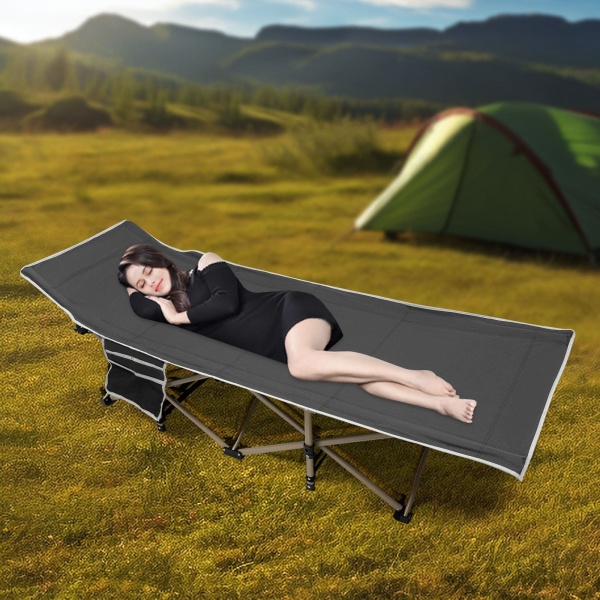 Campingbedje - Reiswieg - Opvouwbaar kampeerbedje - voor kamperen wandelen - Lichtgewicht buitenslaapbedje - met opbergtas (grijs)