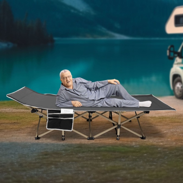 Campingbedje - Reiswieg - Opvouwbaar kampeerbedje - voor kamperen wandelen - Lichtgewicht buitenslaapbedje - met opbergtas (grijs)