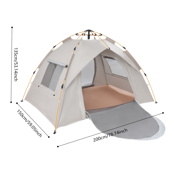 Tent met gaasramen, direct opklapbare tent, familiekampeertent voor familiekamperen, reizen, vissen