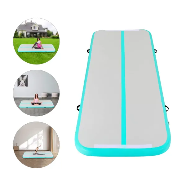 Opblaasbare gymnastiekmat, fitnessmat, luchtbaanmat, yogamat, tuimelaarmat, sportmat, met draagtas en elektrische luchtpomp, 1*3 M