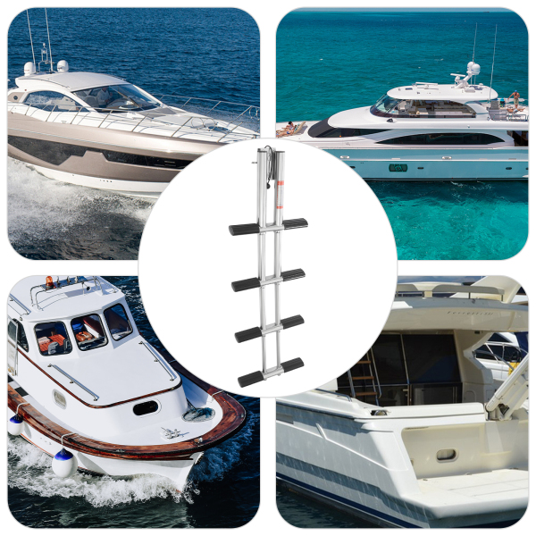 Boot Telescopische Ladder, Roestvrijstalen Telescopische Ladder, 4 Treden Bootladder voor Boten, Jachten Boot Telescopische Ladder, Roestvrijstalen Telescopische Ladder, 4 Treden Bootladder voor Boten, Jachten