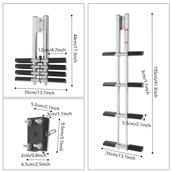 Boot Telescopische Ladder, Roestvrijstalen Telescopische Ladder, 4 Treden Bootladder voor Boten, Jachten