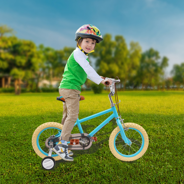 14 inch kinderfiets voor meisjes/jongens, voor kinderen van 3-4 jaar en een lengte van 90-110 cm (blauw)
